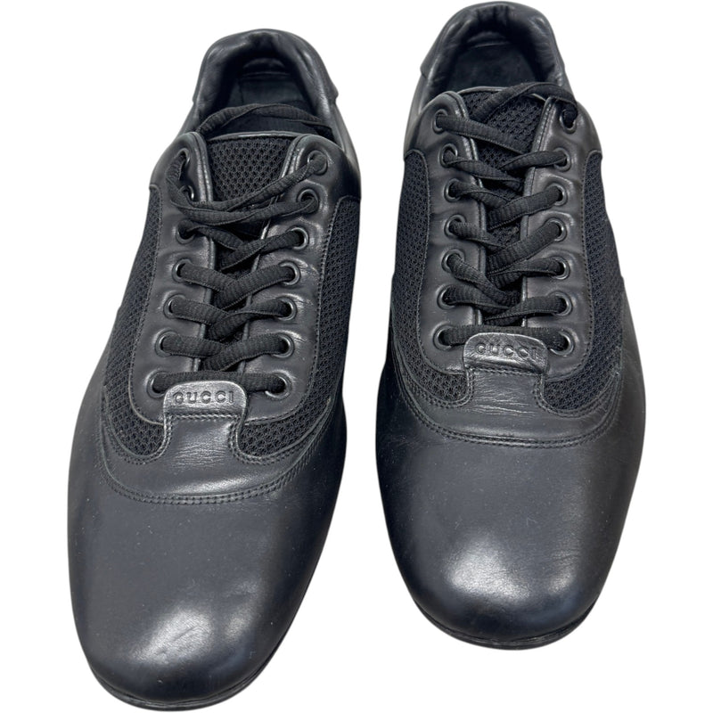 Men's Leather Logo Low Trainers Black Size UK 8 / EU 42