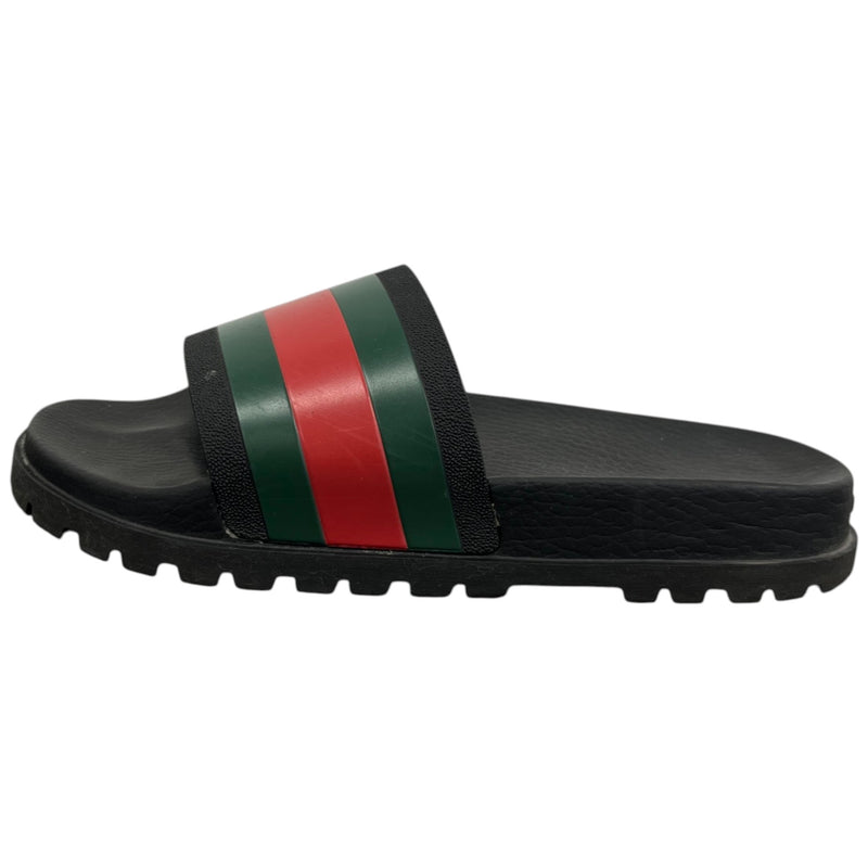 Men's Web Stripe Pool Slides Black Size UK 7 / EU 41