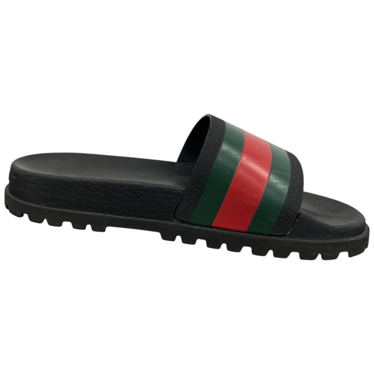 Men's Web Stripe Pool Slides Black Size UK 7 / EU 41 - Photo 4