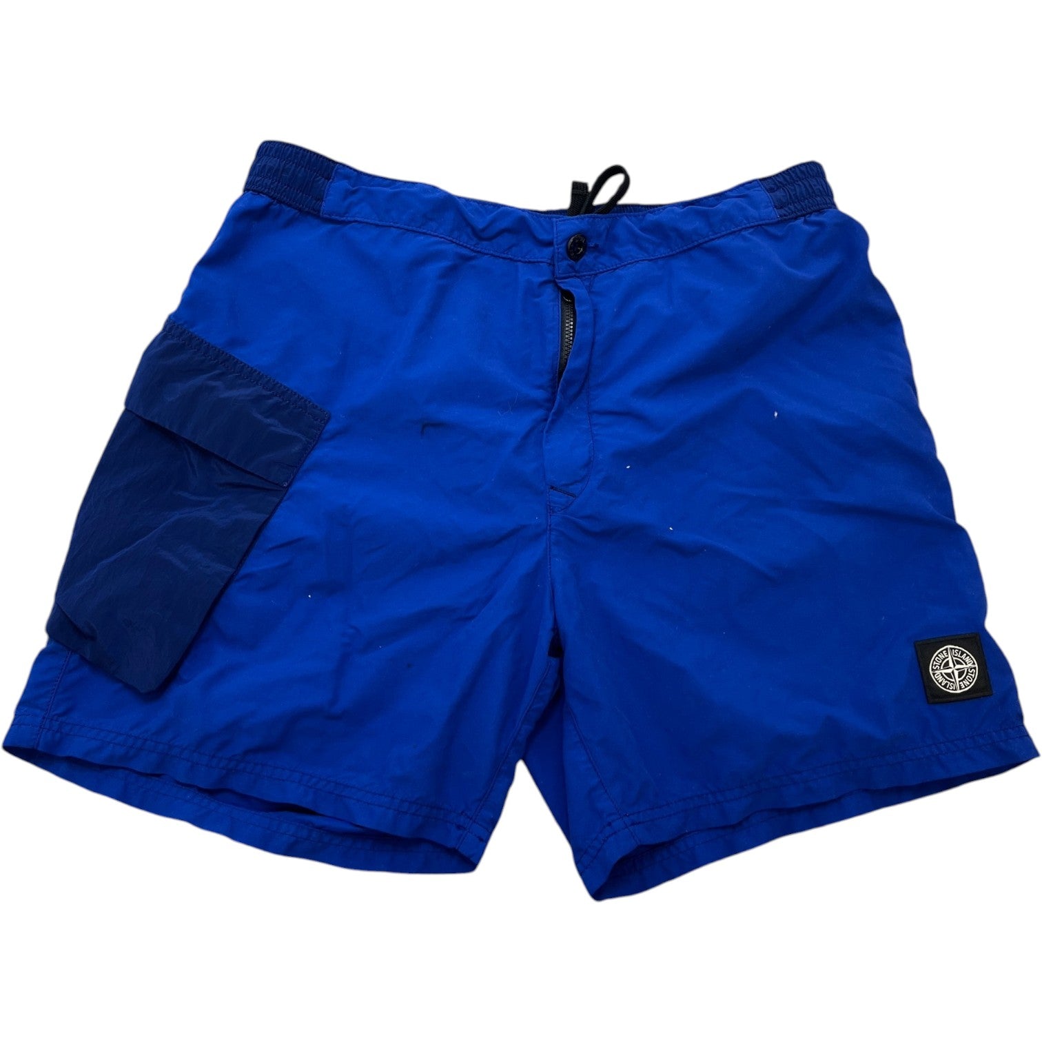 Men's Embroidered Logo Swim Shorts Blue Size M - Photo 1