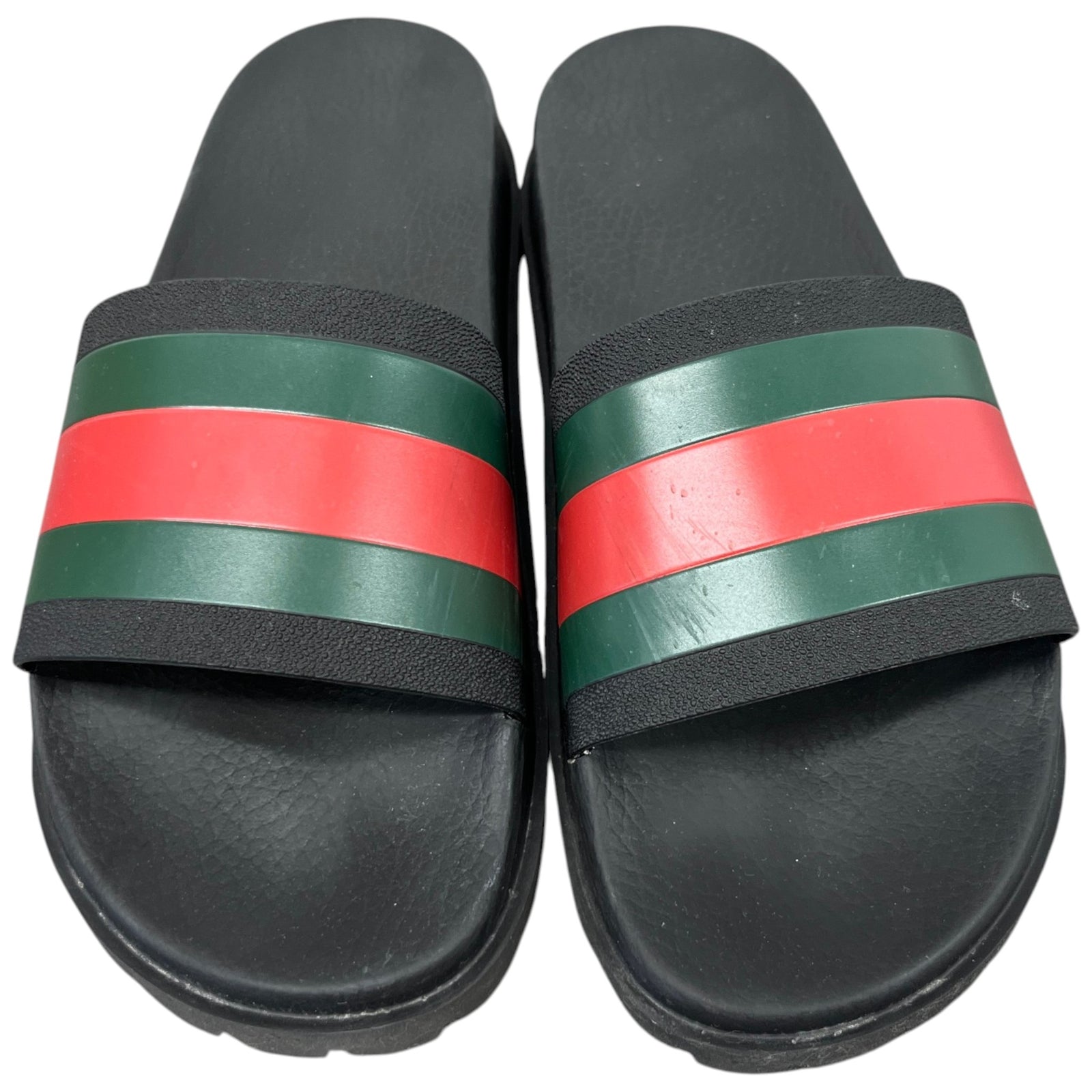Men's Web Stripe Pool Slides Black Size UK 7 / EU 41 - Photo 6