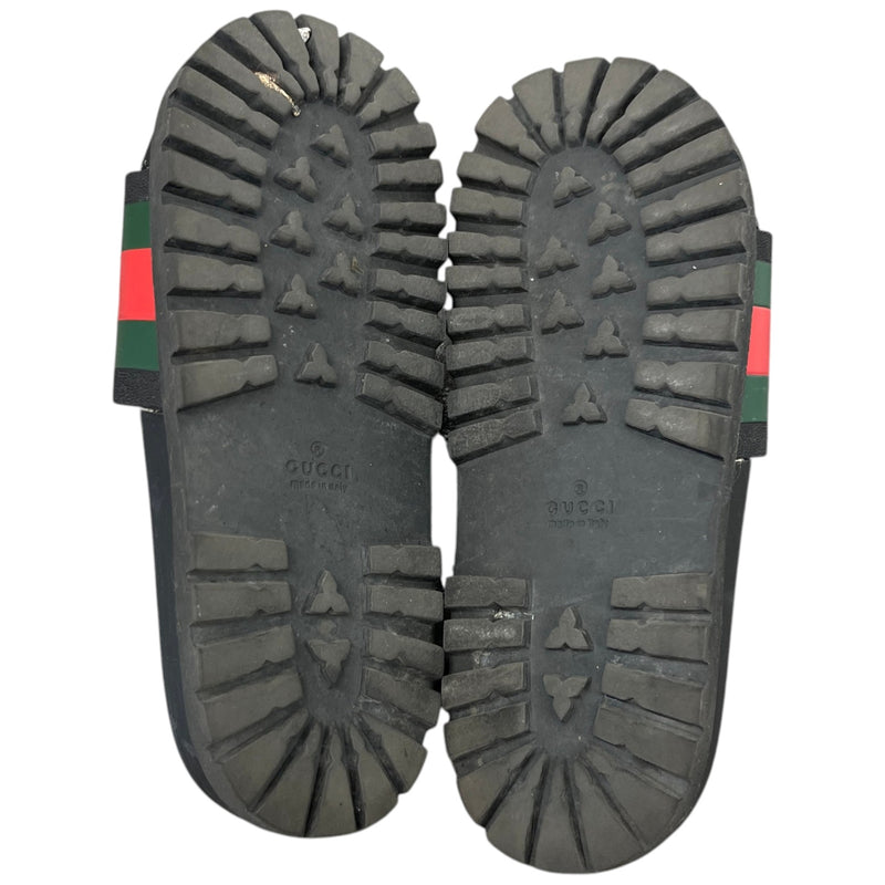 Men's Web Stripe Pool Slides Black Size UK 7 / EU 41