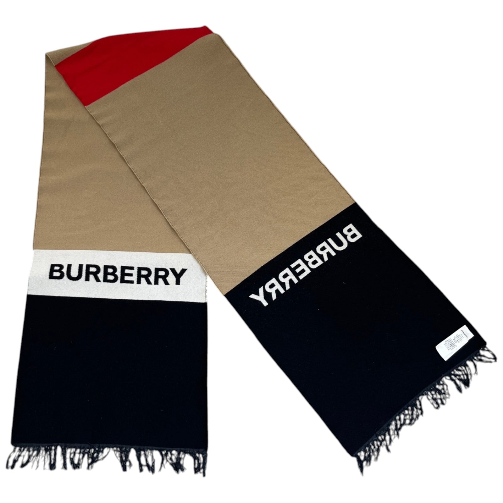 Men's Logo Wool Scarf Beige - Photo 1