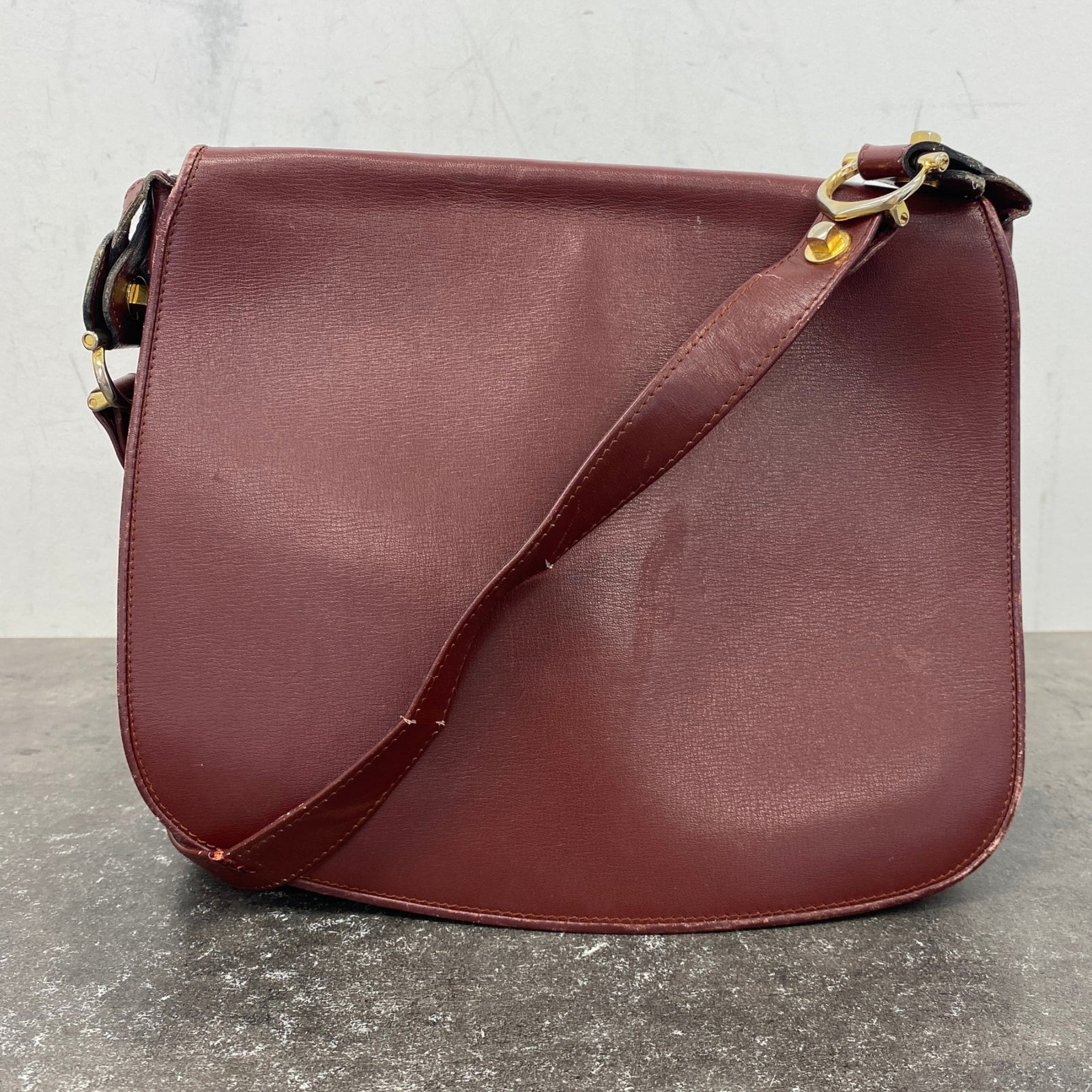 Men's Leather Flap Bag Burgundy - Photo 10
