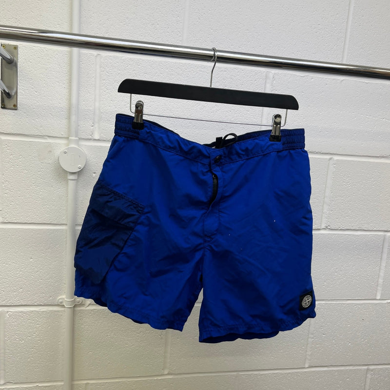 Men's Embroidered Logo Swim Shorts Blue Size M