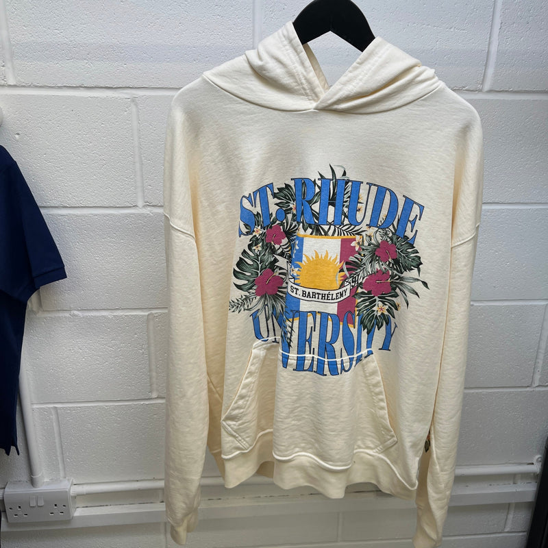 Men's University Print Hoodie Cream Size L