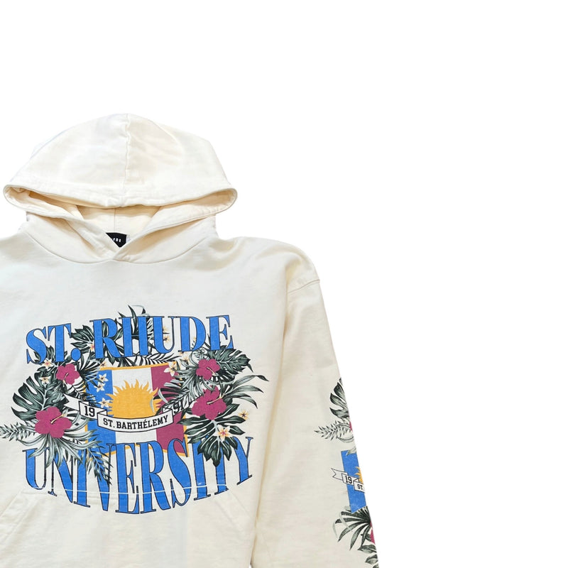 Men's University Print Hoodie Cream Size L