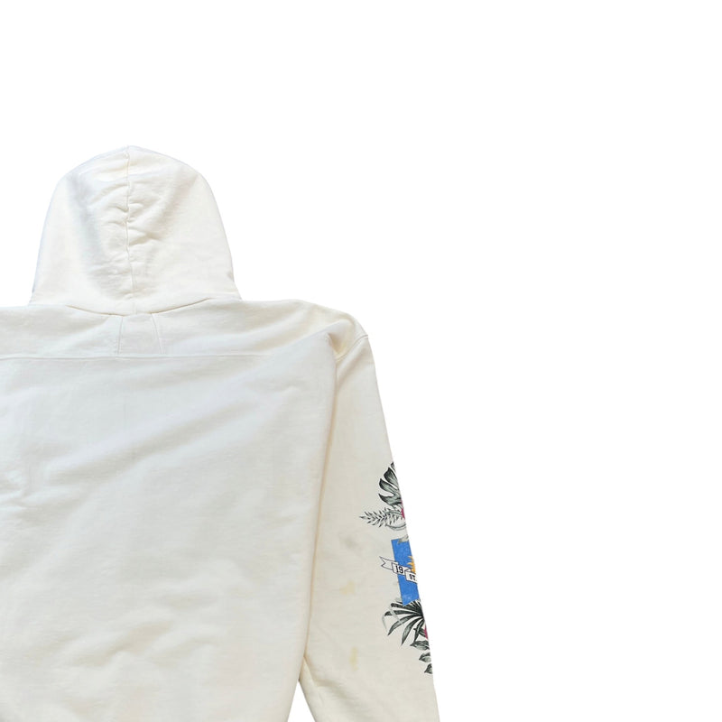 Men's University Print Hoodie Cream Size L