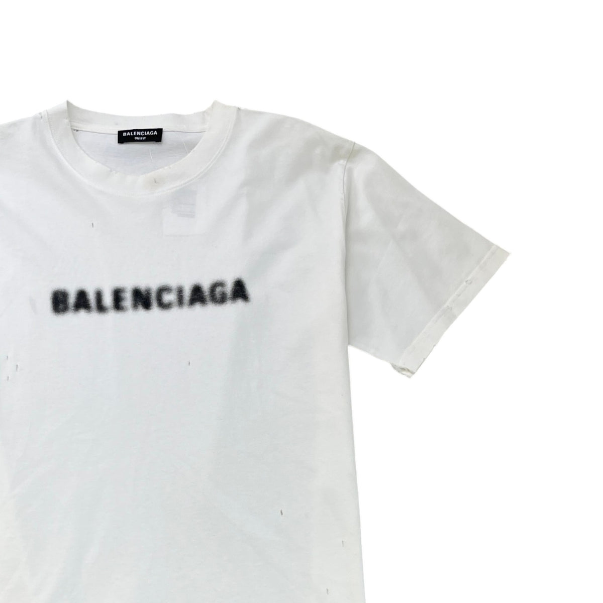 Men's Blurred Logo Distressed T-Shirt White Size XXL - Photo 3
