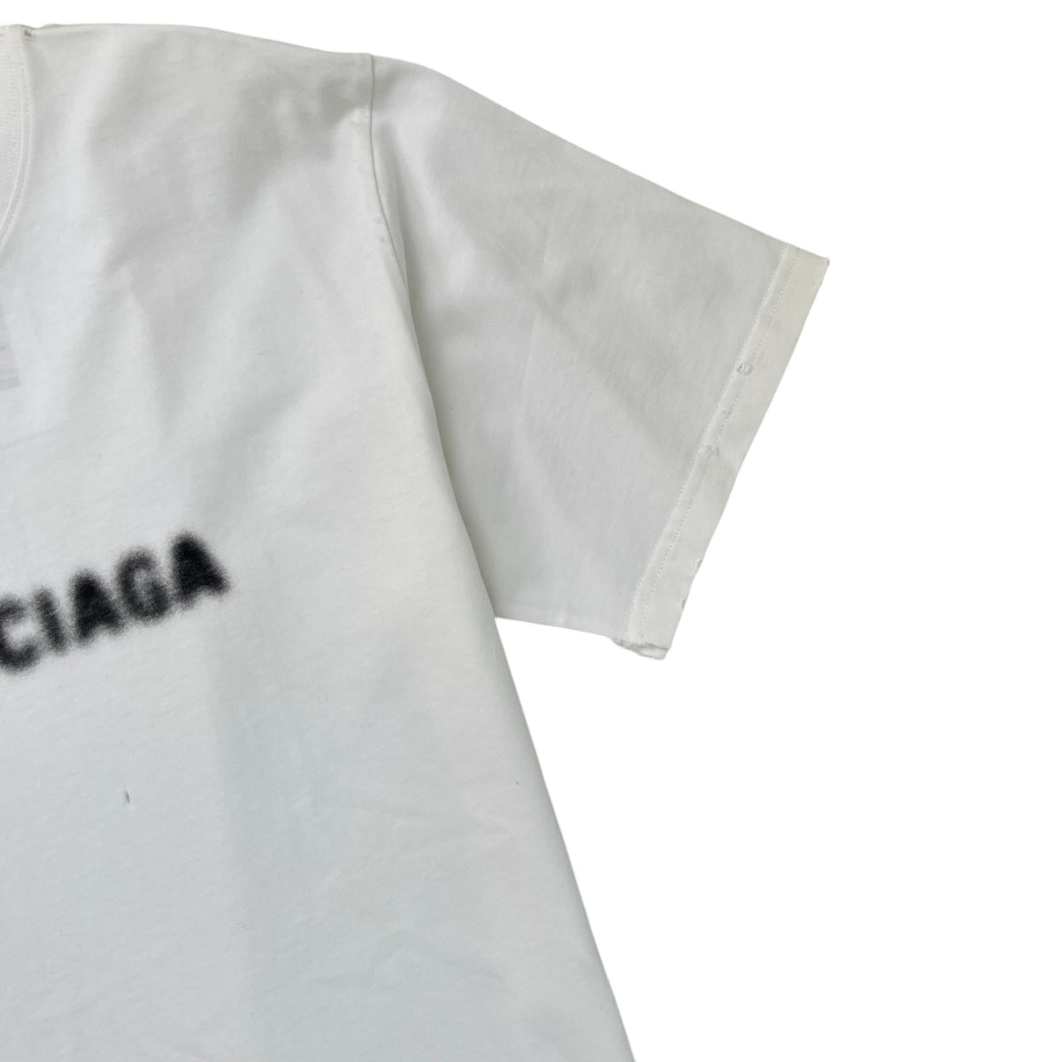 Men's Blurred Logo Distressed T-Shirt White Size XXL - Photo 6