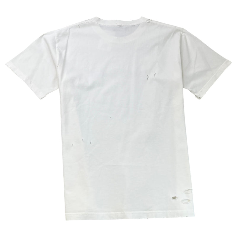 Men's Blurred Logo Distressed T-Shirt White Size XXL