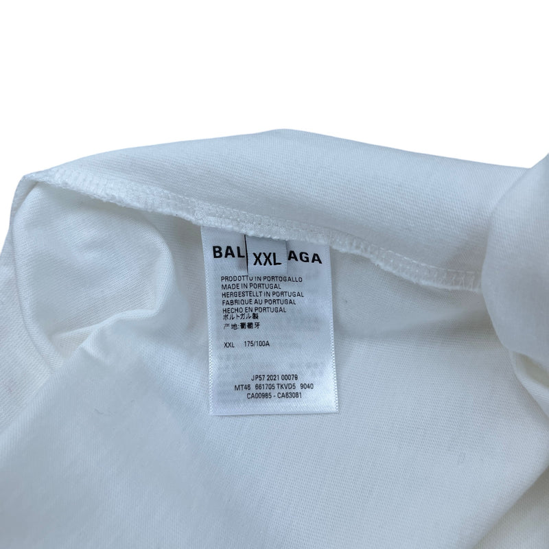 Men's Blurred Logo Distressed T-Shirt White Size XXL