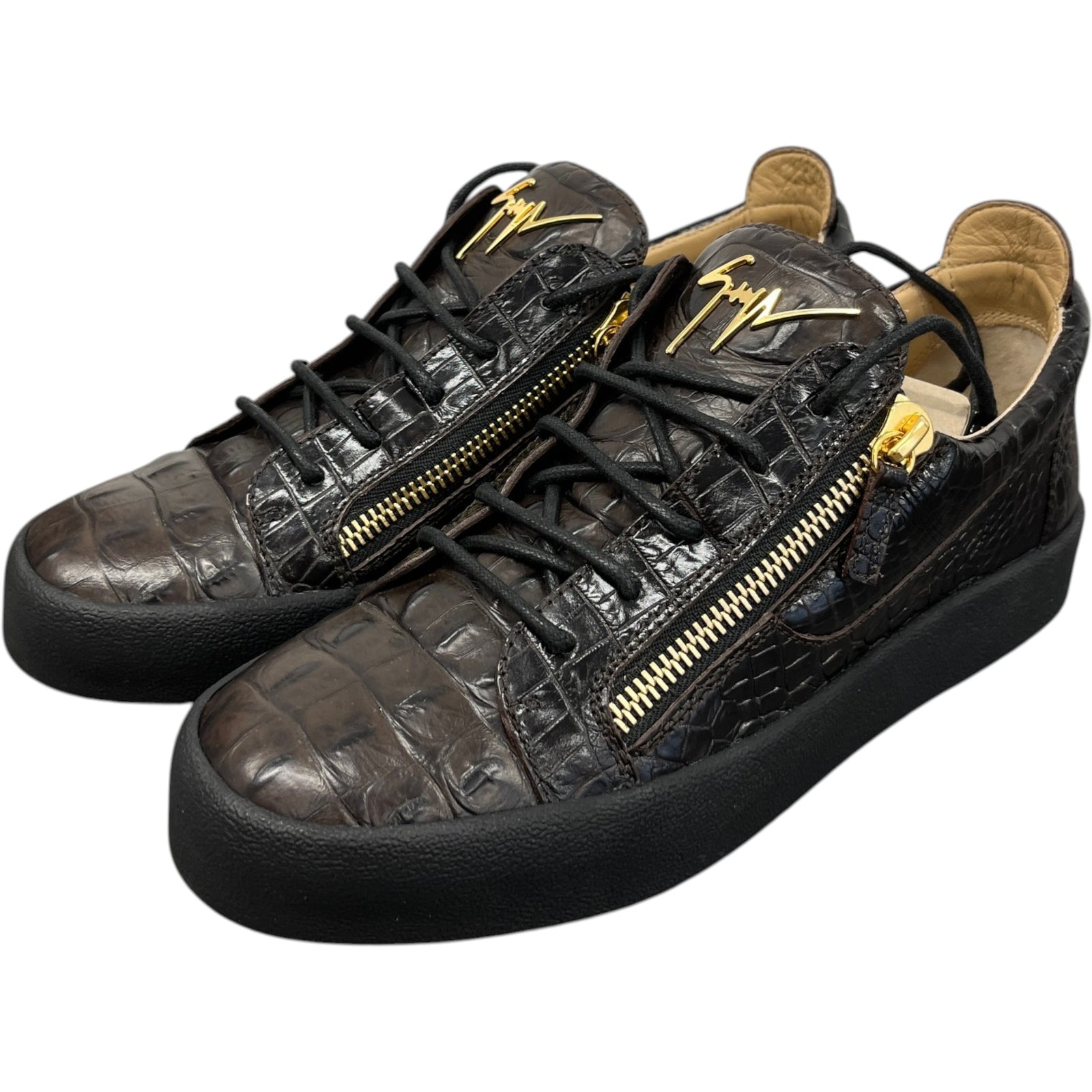 Men's Frankie Double Zip Low Trainers Brown Size EU 43 / UK 9 - Photo 9
