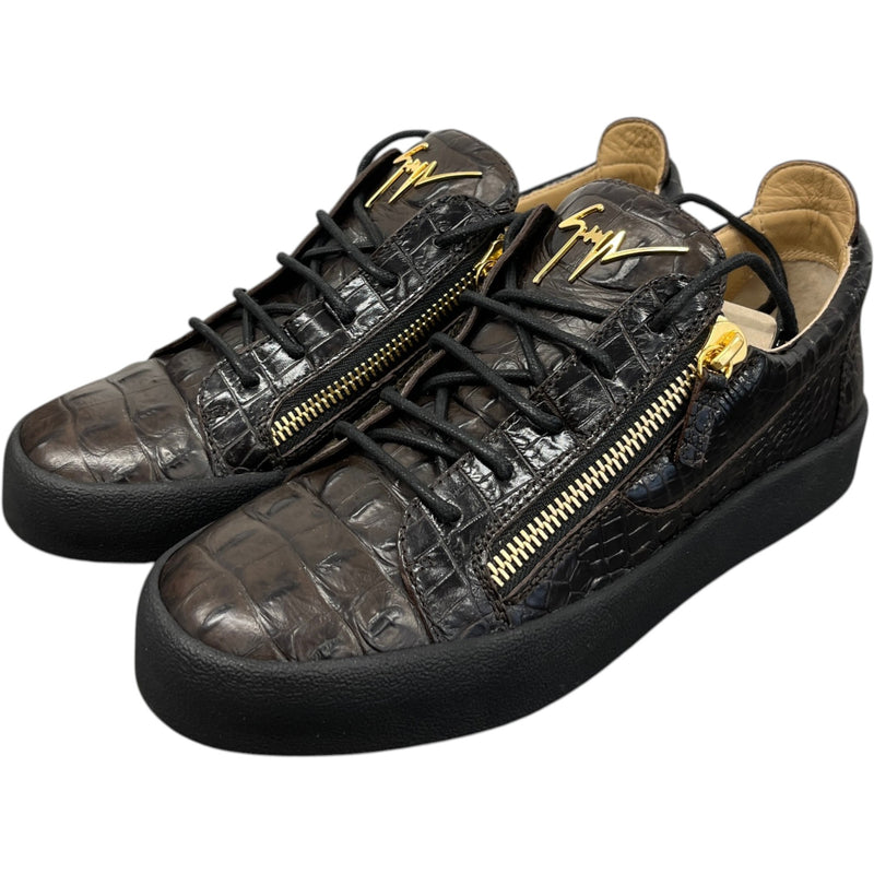 Men's Frankie Double Zip Low Trainers Brown Size EU 43 / UK 9