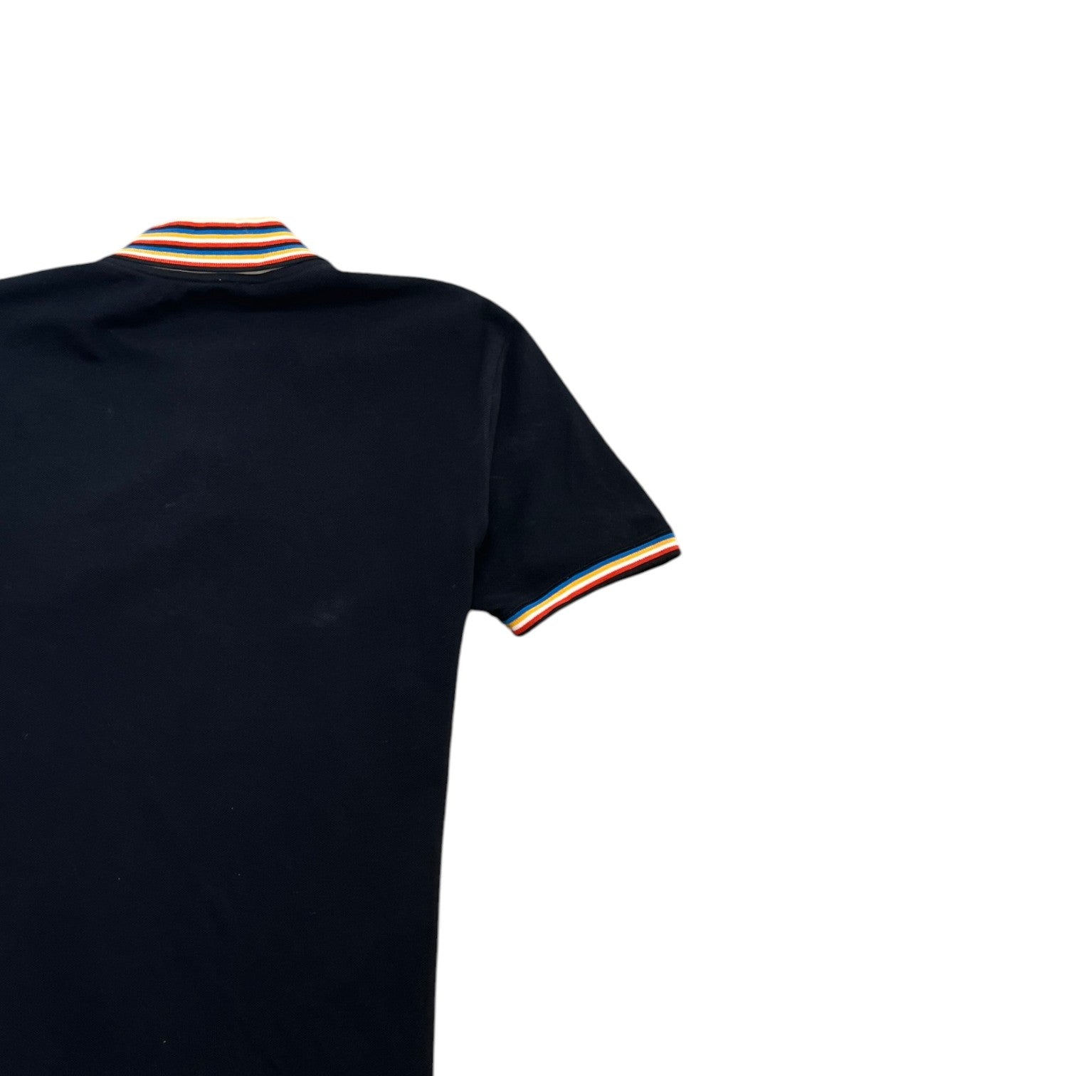 Men's Striped Collar Polo Shirt Black Size L - Photo 4