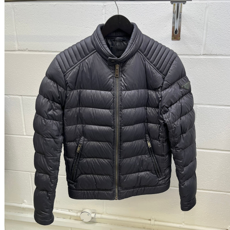 Men's Plaque Logo Down Jacket Navy Size S