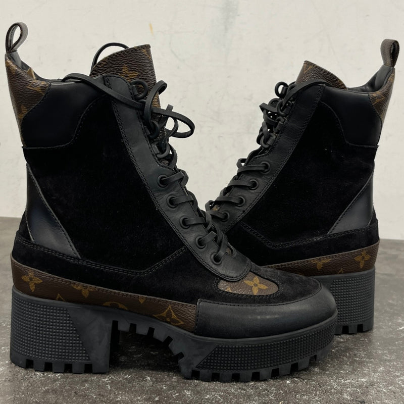 Women's Monogram Combat Boots Black Size UK 3.5 / EU 36.5