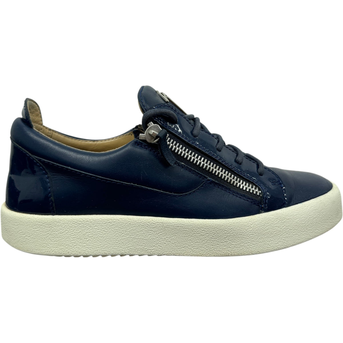 Men's Frankie Double Zip Low Trainers Navy Size UK 9 / EU 43 - Photo 1