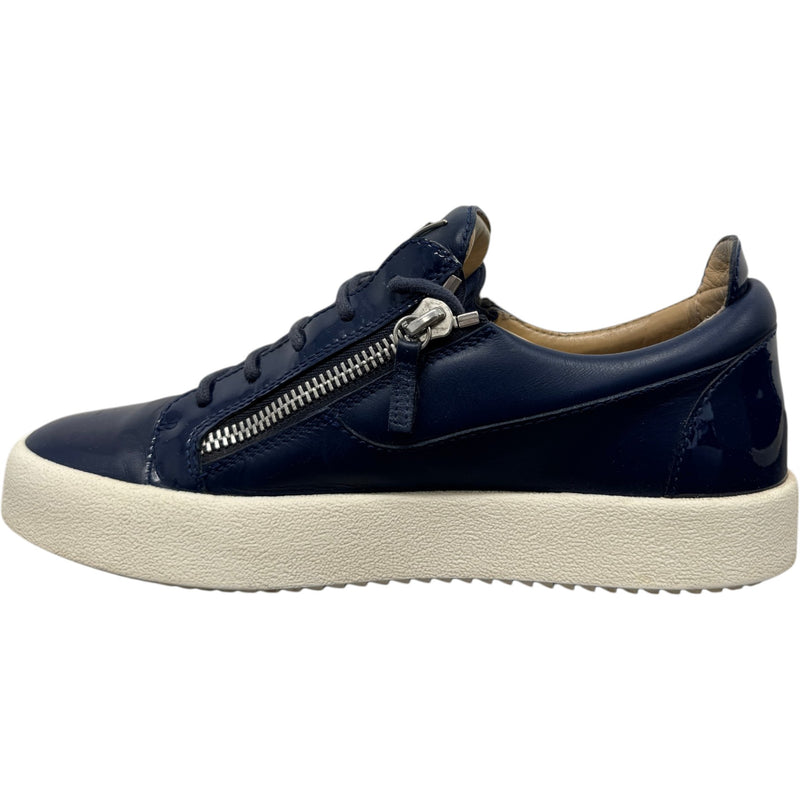 Men's Frankie Double Zip Low Trainers Navy Size UK 9 / EU 43