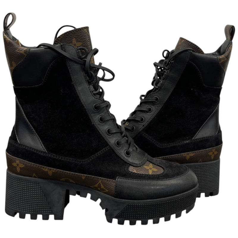 Women's Monogram Combat Boots Black Size UK 3.5 / EU 36.5