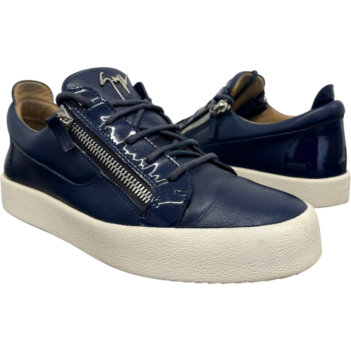 Men's Frankie Double Zip Low Trainers Navy Size UK 9 / EU 43 - Photo 3
