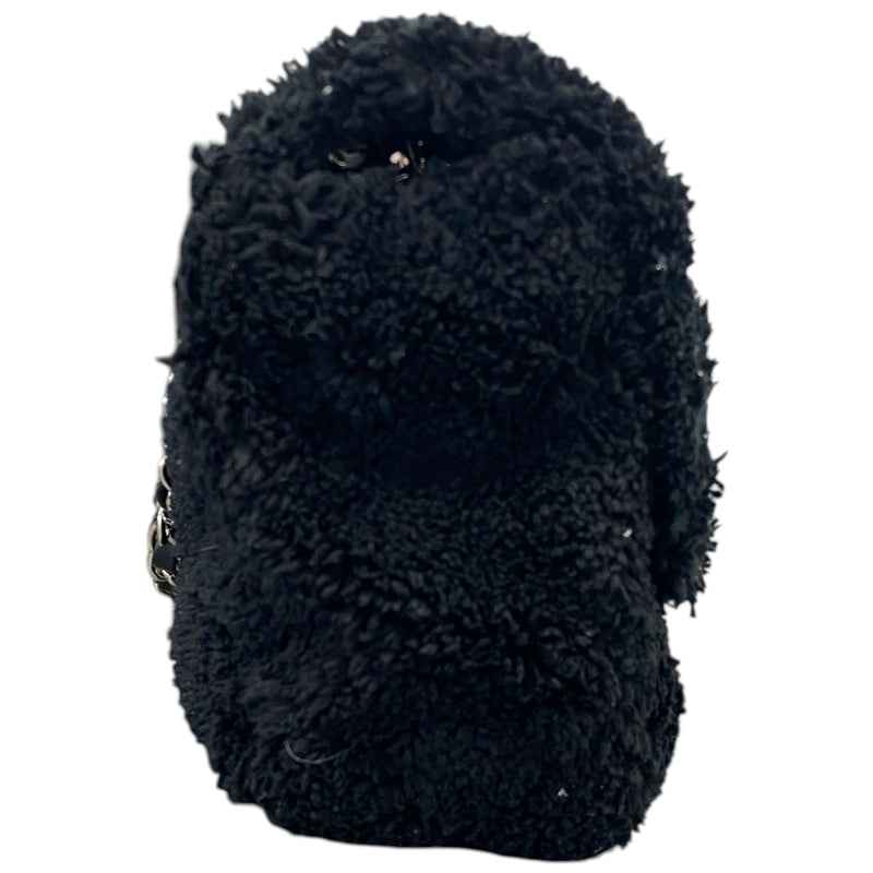 Women's Shearling Classic Fur Single Flap Bag Black