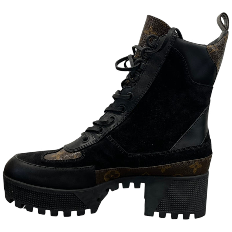 Women's Monogram Combat Boots Black Size UK 3.5 / EU 36.5