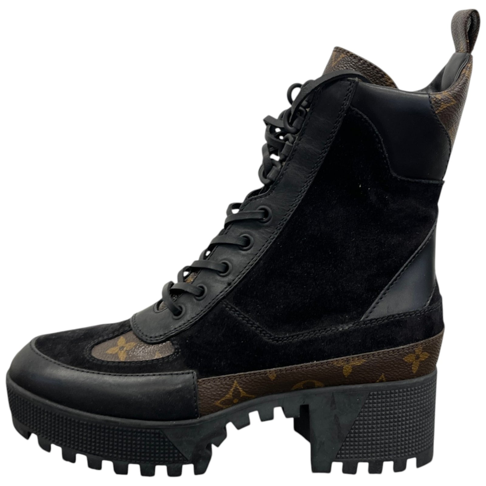 Women's Monogram Combat Boots Black Size UK 3.5 / EU 36.5 - Photo 5