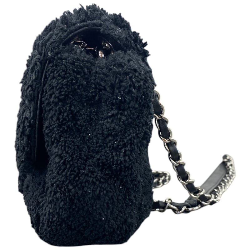 Women's Shearling Classic Fur Single Flap Bag Black