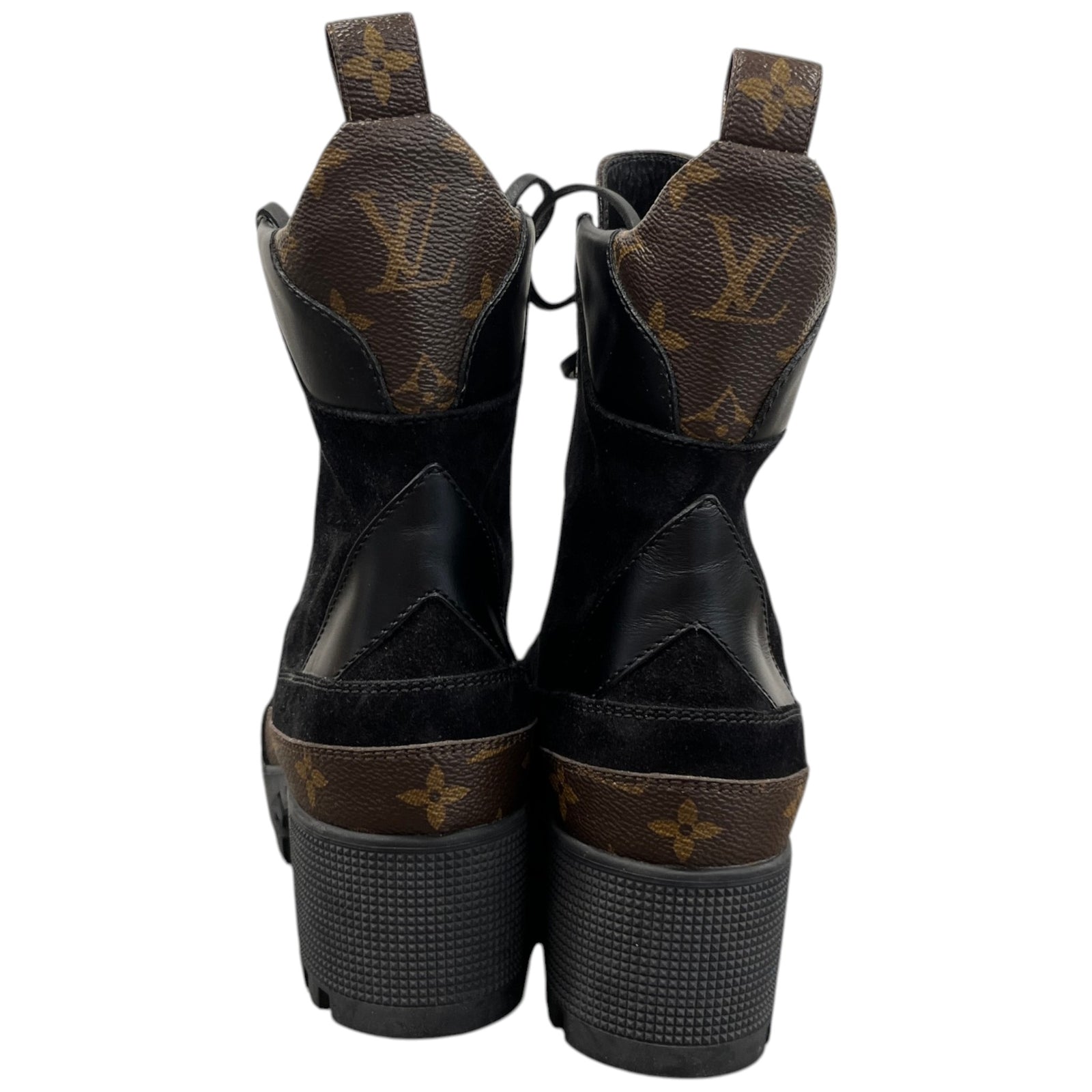 Women's Monogram Combat Boots Black Size UK 3.5 / EU 36.5 - Photo 7