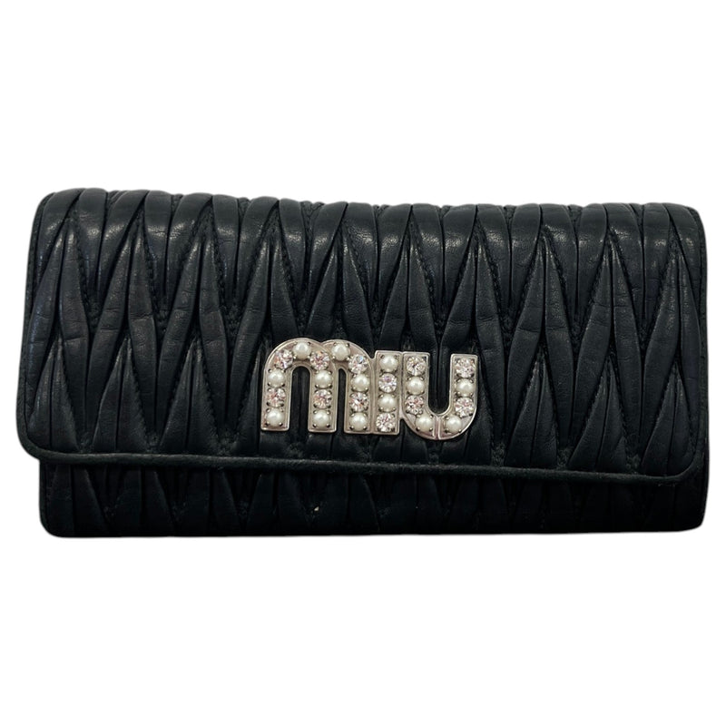 Women's Crystal Chain Matelasse Purse Black