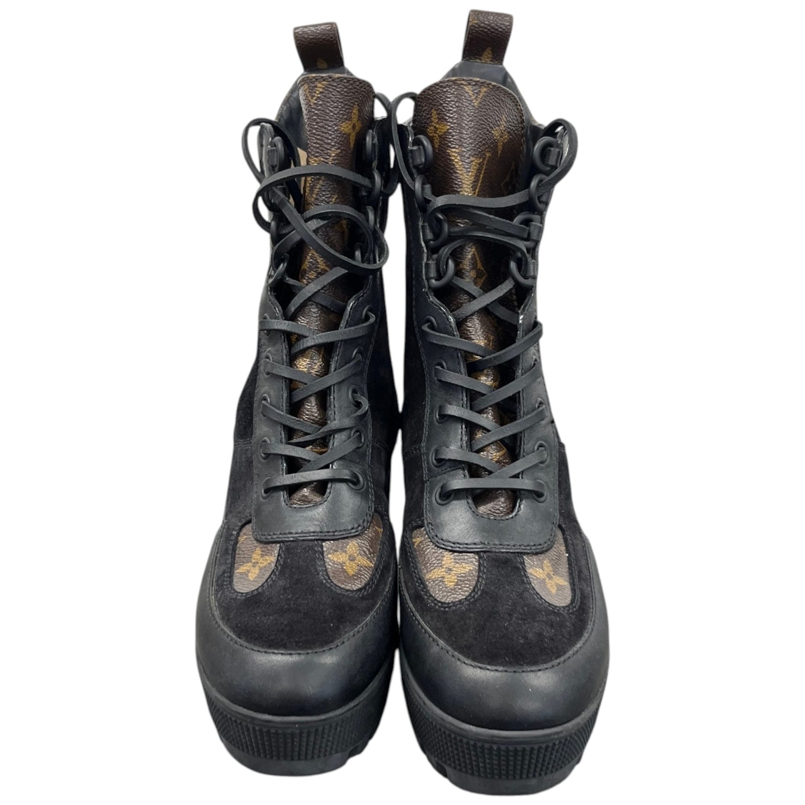 Women's Monogram Combat Boots Black Size UK 3.5 / EU 36.5 - Photo 6