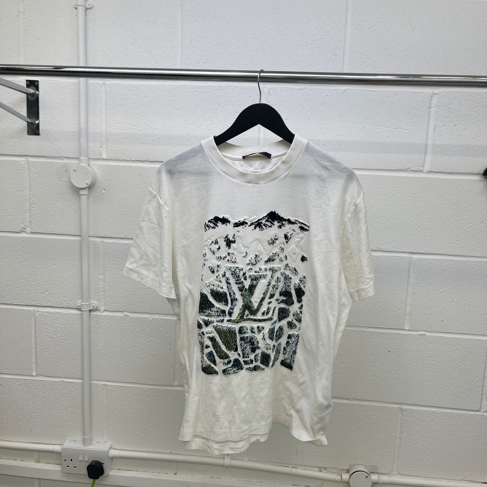 Men's Velvet Jacquard T-Shirt White Size XL - Photo 7