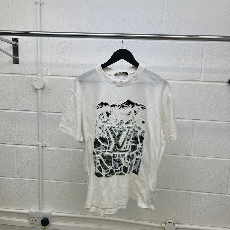 Men's Velvet Jacquard T-Shirt White Size XL