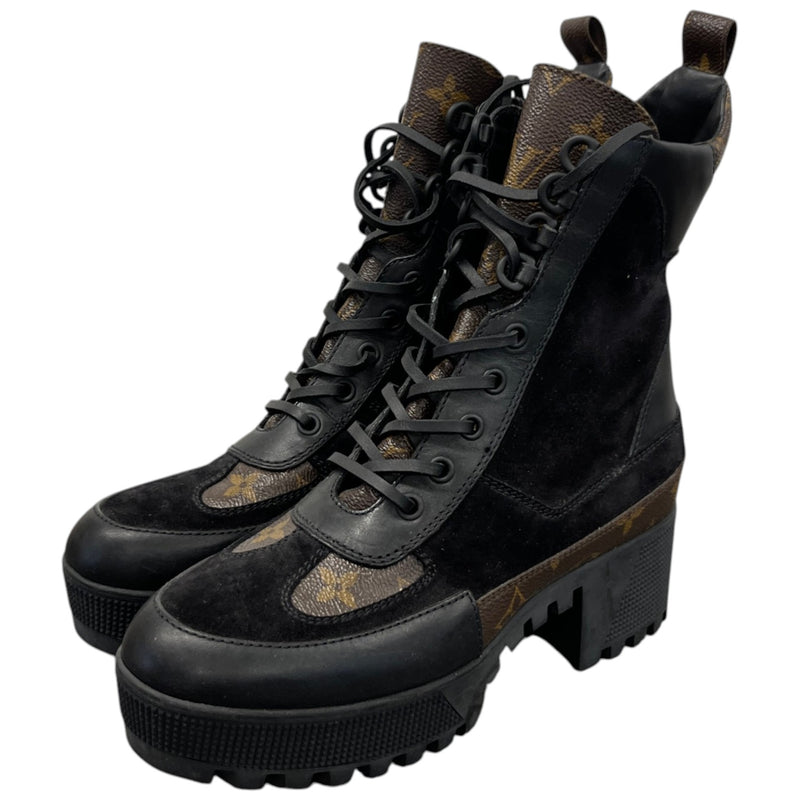 Women's Monogram Combat Boots Black Size UK 3.5 / EU 36.5