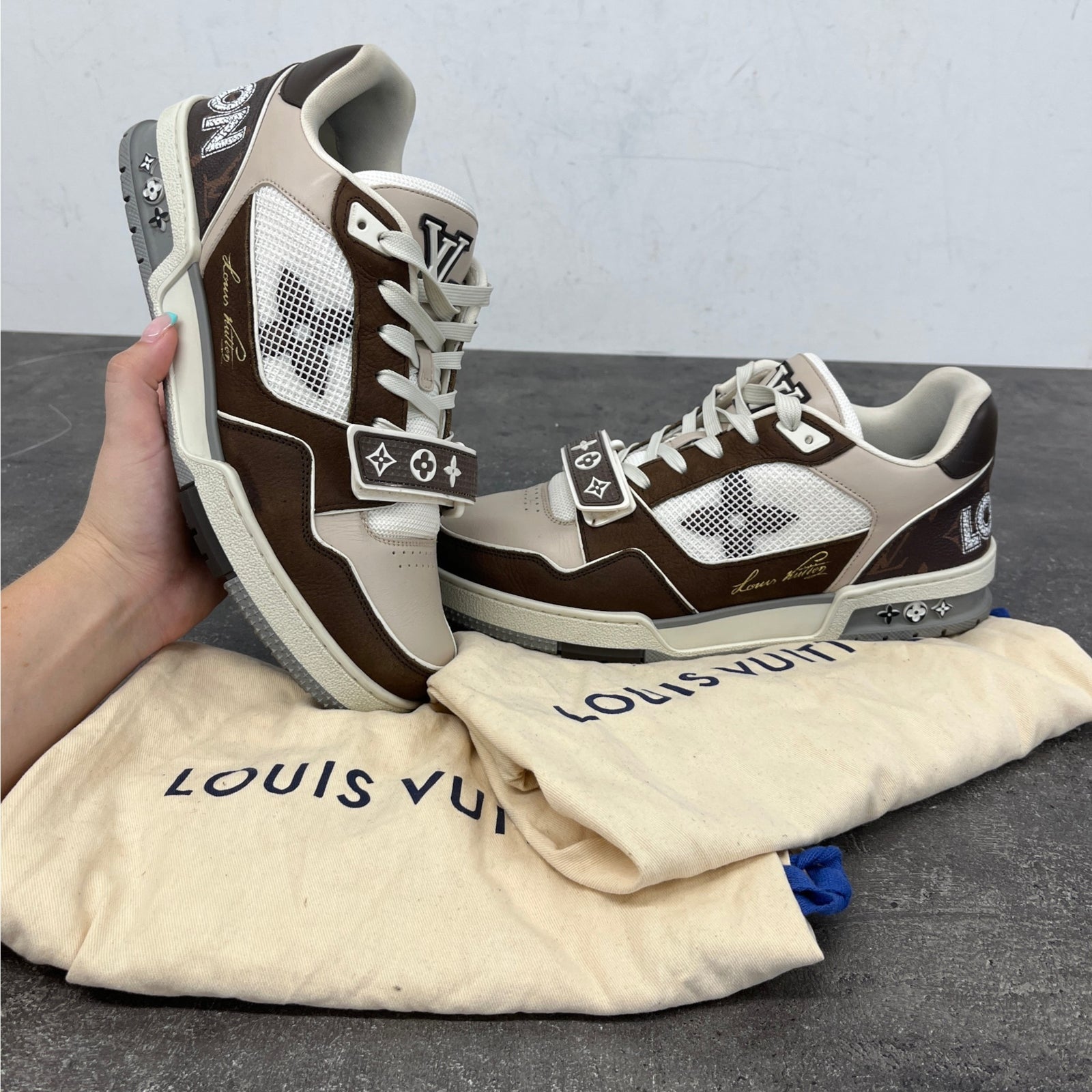 Men's Lv Low Trainers Brown Size EU 41.5 / UK 7.5 - Photo 10