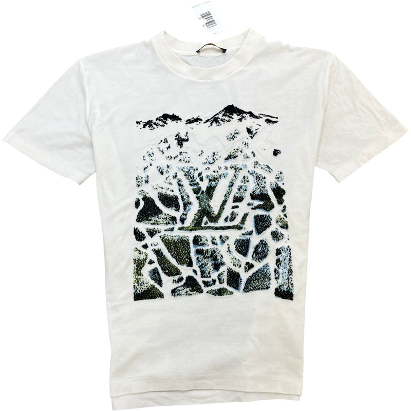 Men's Velvet Jacquard T-Shirt White Size XL