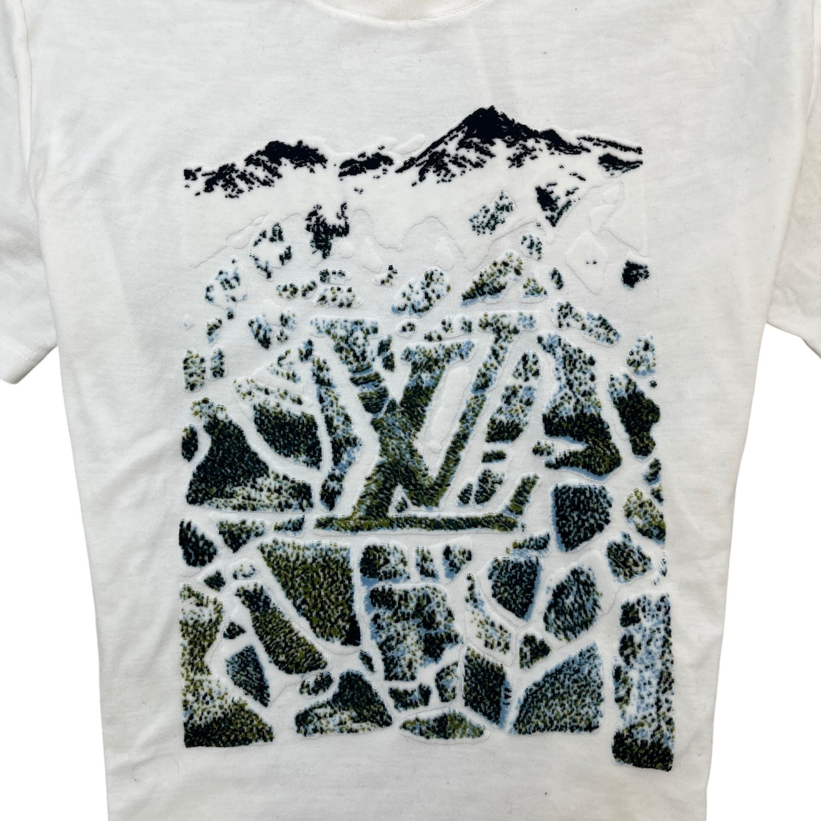 Men's Velvet Jacquard T-Shirt White Size XL - Photo 5