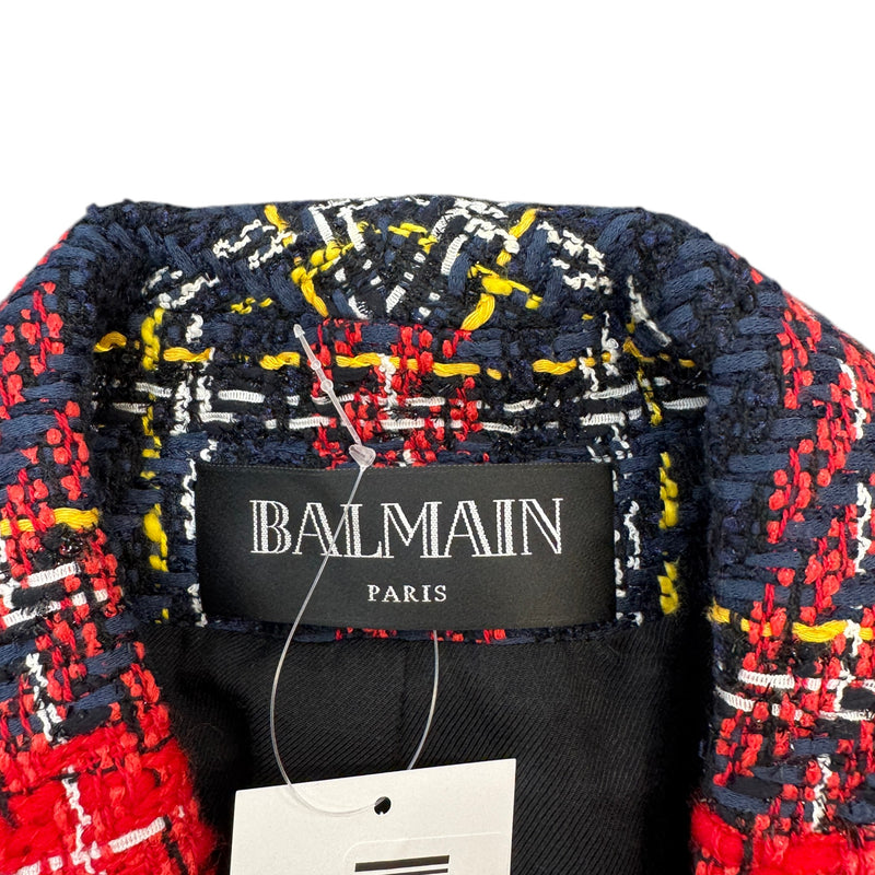 Women's Double-Breasted Tartan Jacket Navy Size L / UK 12