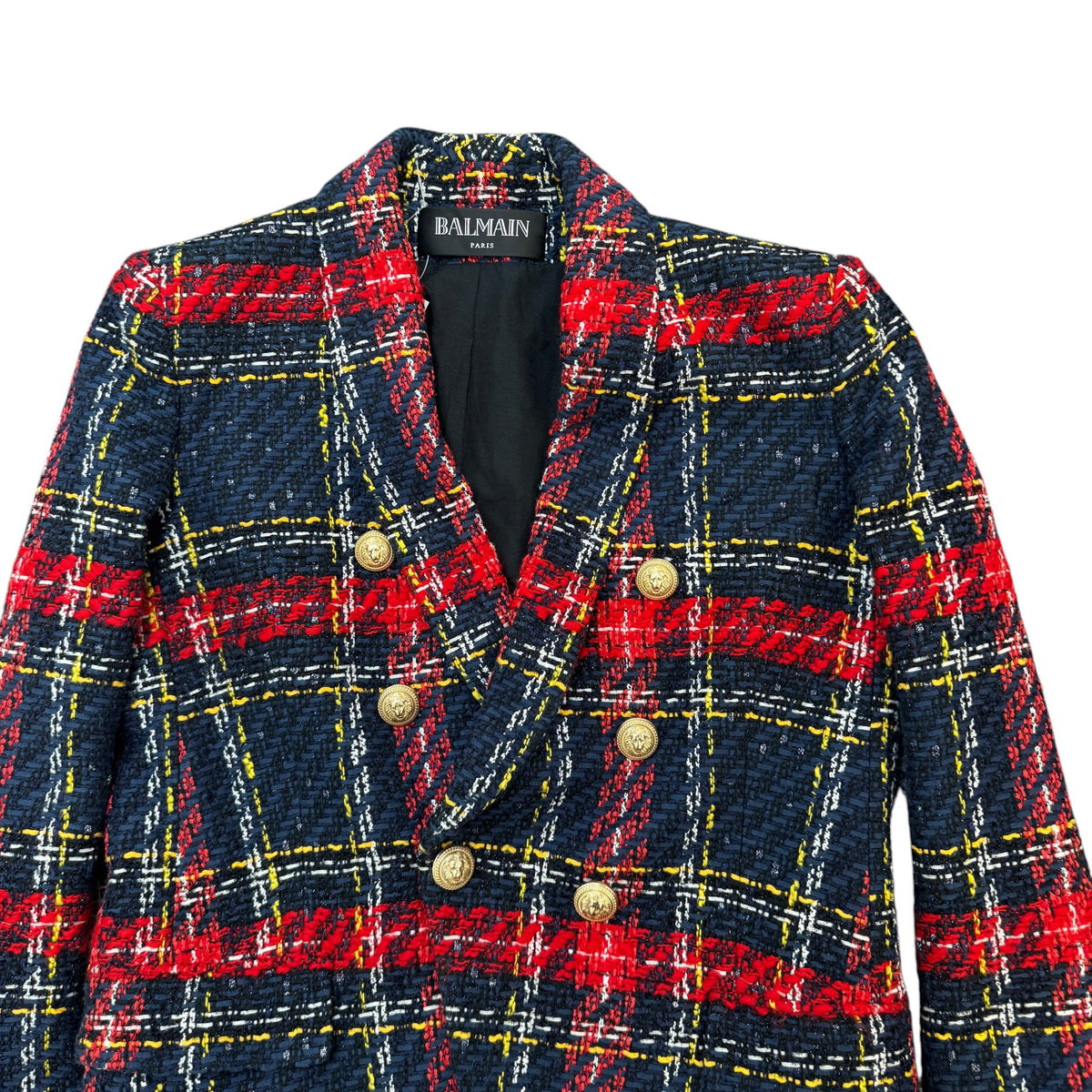 Women's Double-Breasted Tartan Jacket Navy Size L / UK 12 - Photo 3