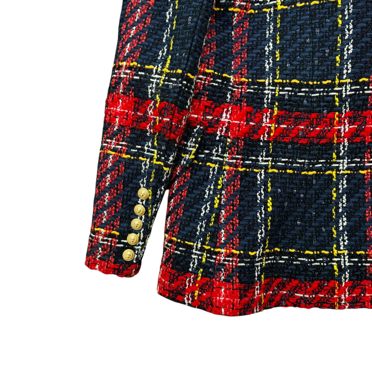 Women's Double-Breasted Tartan Jacket Navy Size L / UK 12 - Photo 4