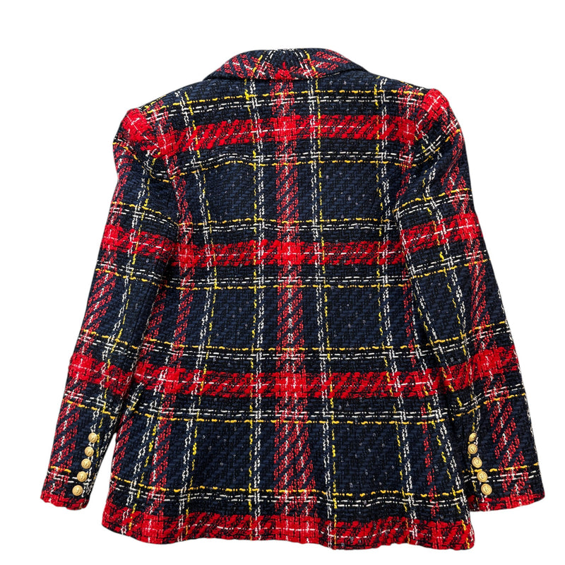 Women's Double-Breasted Tartan Jacket Navy Size L / UK 12