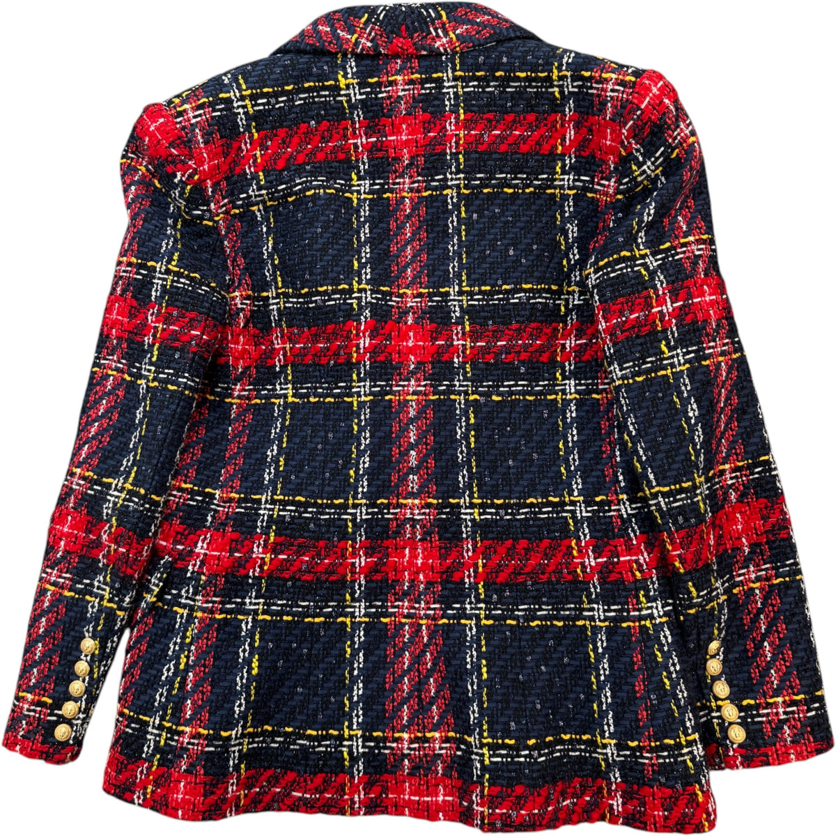 Women's Double-Breasted Tartan Jacket Navy Size L / UK 12 - Photo 5