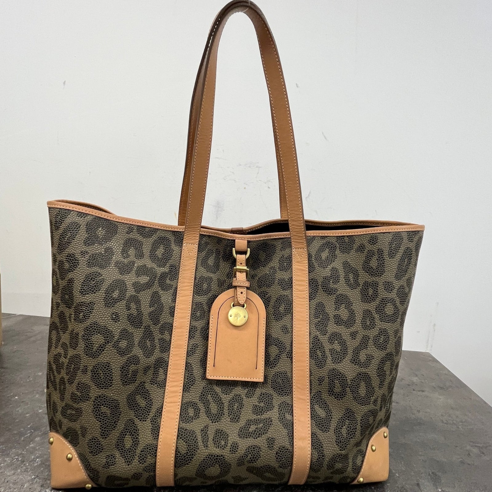 Women's Leopard Print Scotchgrain Tote Bag Brown - Photo 14