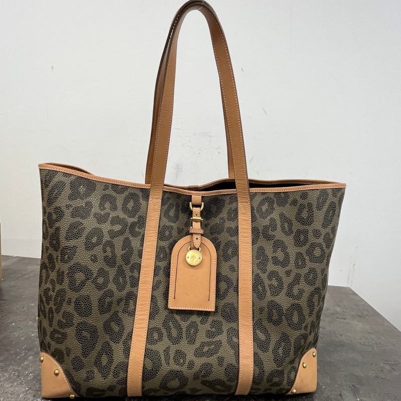 Women's Leopard Print Scotchgrain Tote Bag Brown