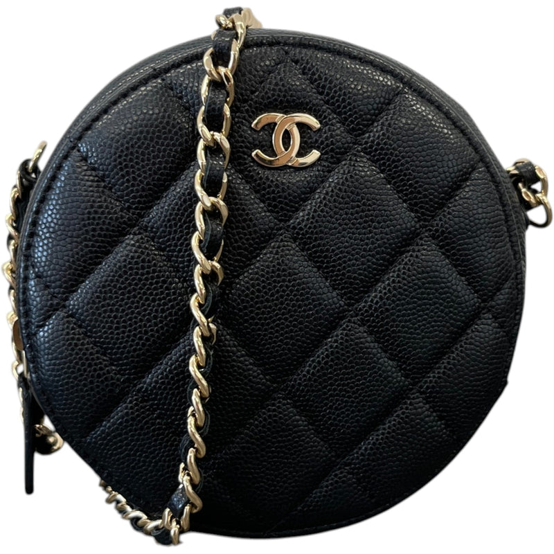 Women's Round Mini Caviar Bag Black