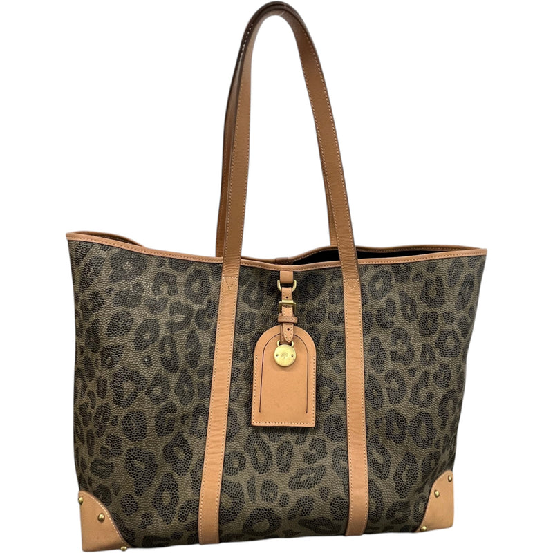 Women's Leopard Print Scotchgrain Tote Bag Brown