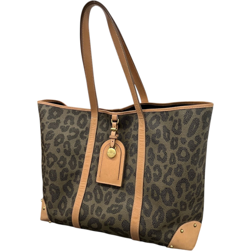 Women's Leopard Print Scotchgrain Tote Bag Brown