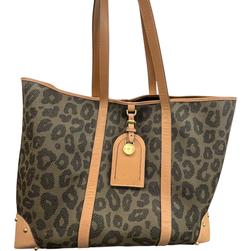 Women's Leopard Print Scotchgrain Tote Bag Brown