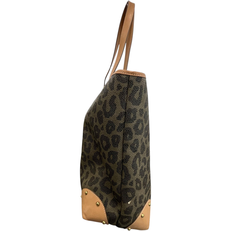 Women's Leopard Print Scotchgrain Tote Bag Brown